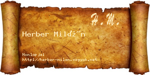 Herber Milán névjegykártya
