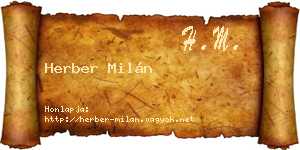 Herber Milán névjegykártya